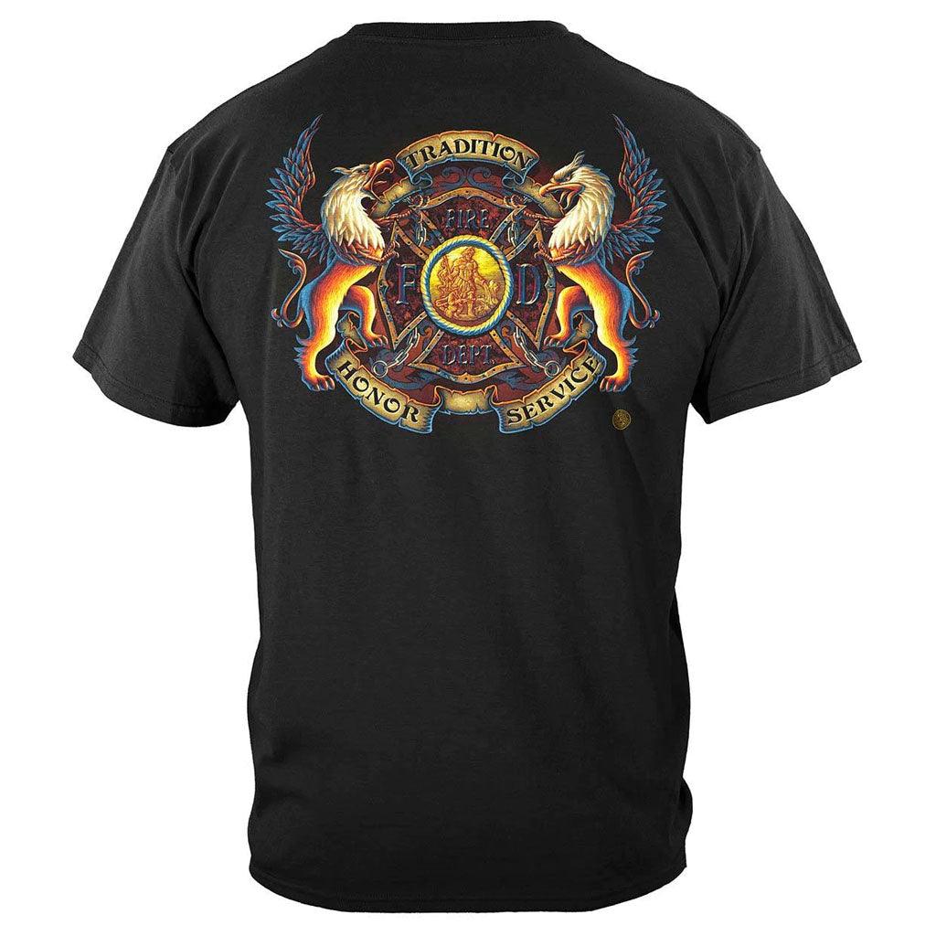 United States Firefighter Coat of Arms Premium T-Shirt - Military Republic