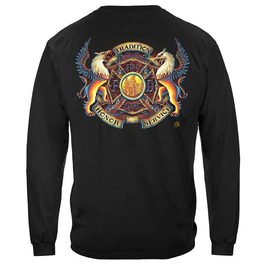 United States Firefighter Coat of Arms Premium Long Sleeve - Military Republic