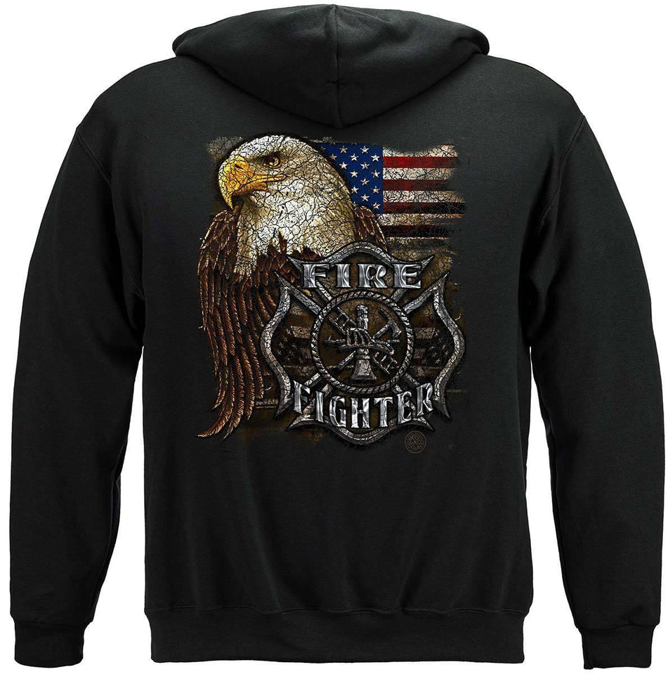 Firefighter Eagle And Flag Hoodie - Military Republic