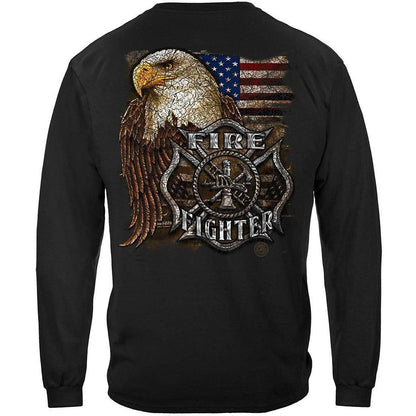 Firefighter Eagle And Flag T-Shirt - Military Republic