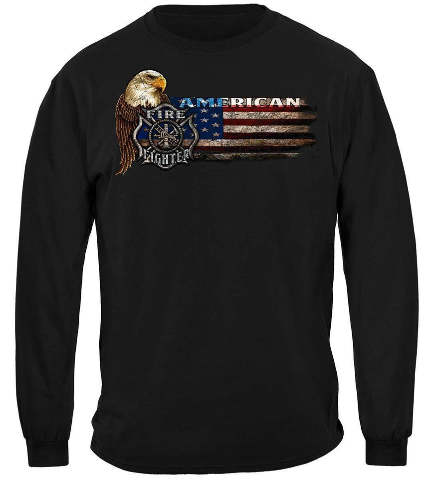 Firefighter Eagle And Flag Hoodie - Military Republic