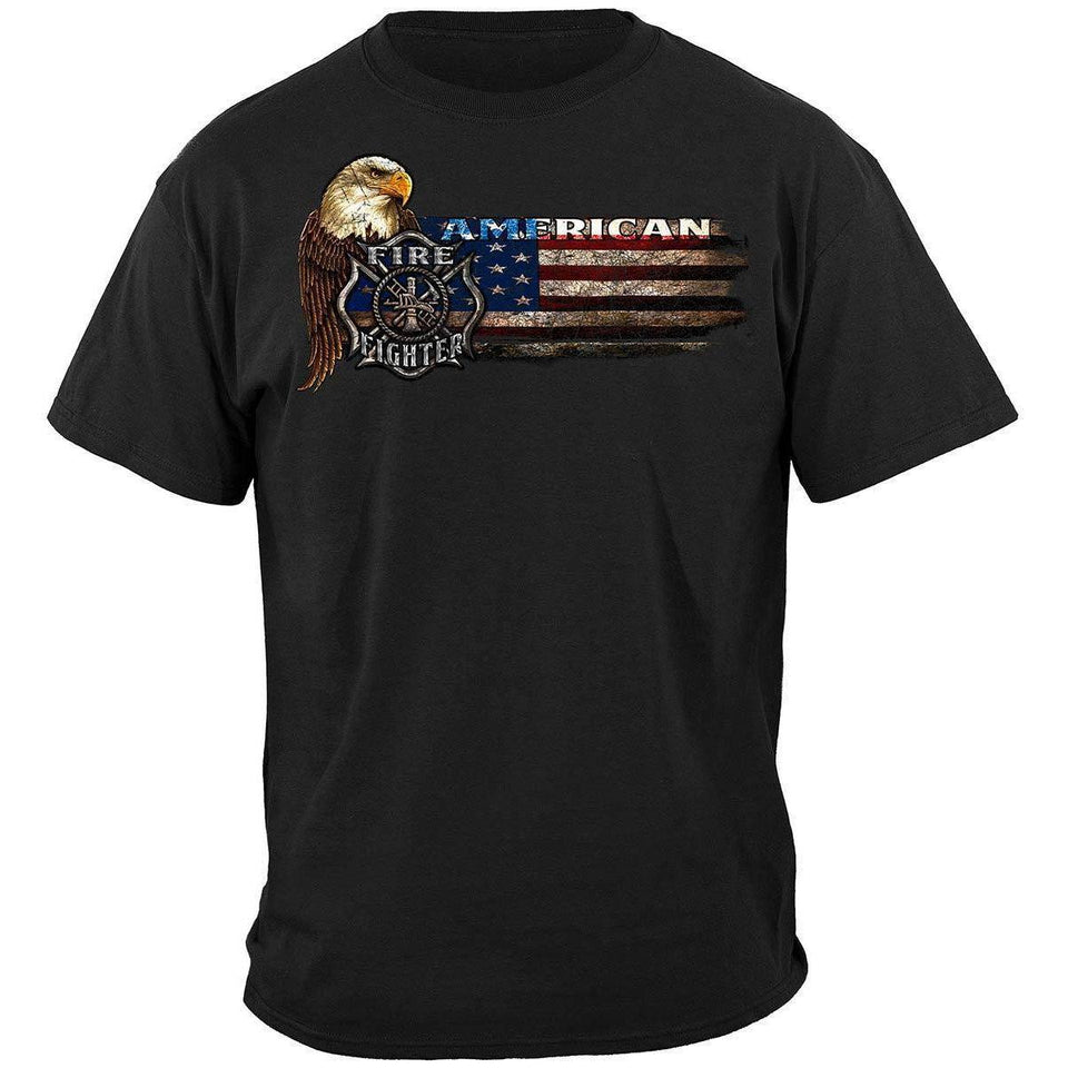 Firefighter Eagle And Flag T-Shirt – Military Republic