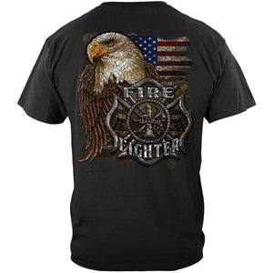 Firefighter Eagle And Flag T-Shirt - Military Republic