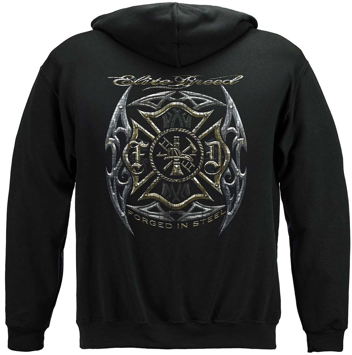 Firefighter Elite Breed Black Silver Foil Hoodie - Military Republic