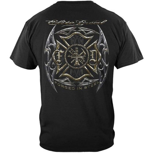 Firefighter Elite Breed Black Silver Foil T-Shirt - Military Republic