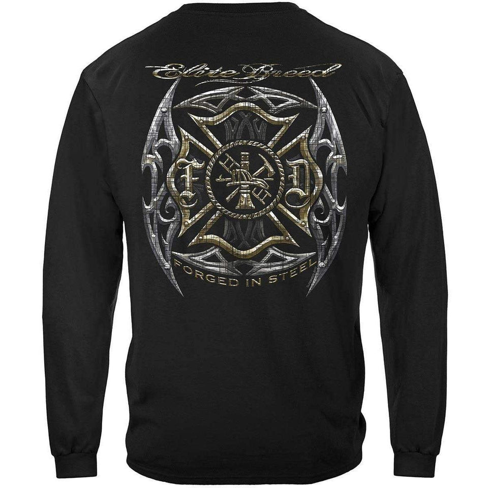 Firefighter Elite Breed Black Silver Foil T-Shirt - Military Republic