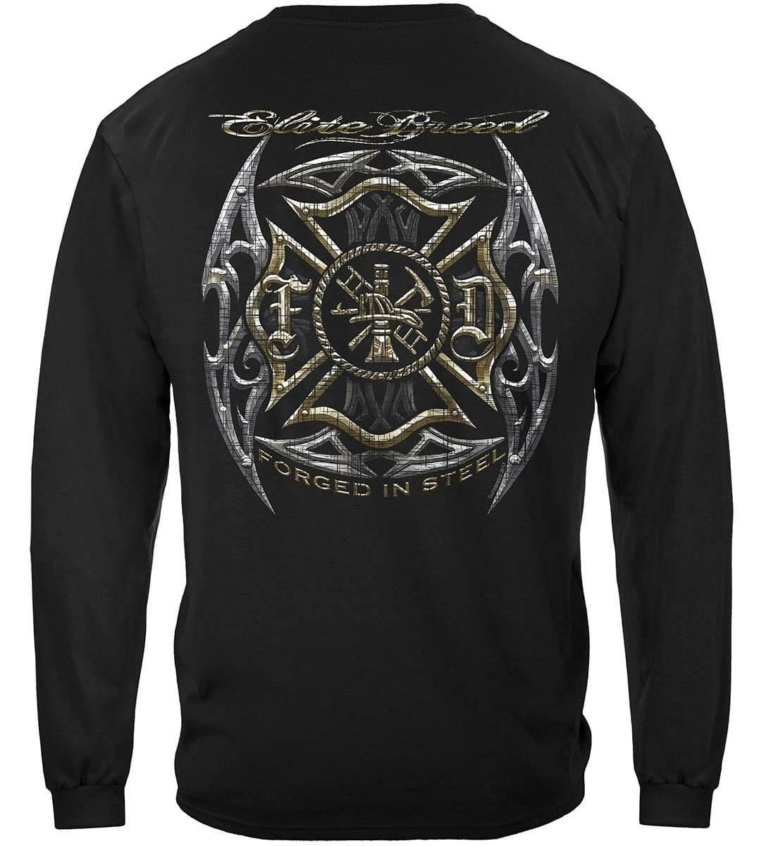 Firefighter Elite Breed Black Silver Foil Hoodie - Military Republic