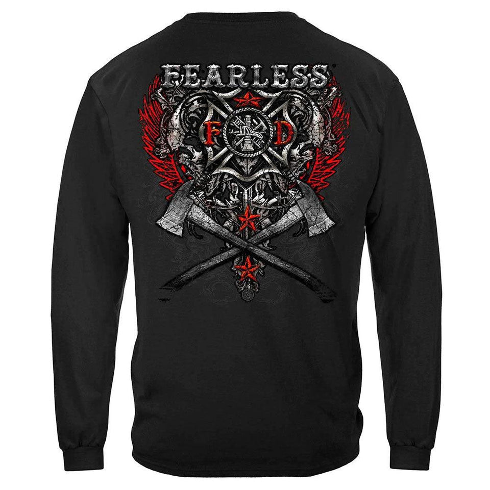 United States Firefighter Fearless Silver Foil Premium Hoodie - Military Republic
