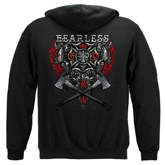 United States Firefighter Fearless Silver Foil Premium Hoodie - Military Republic