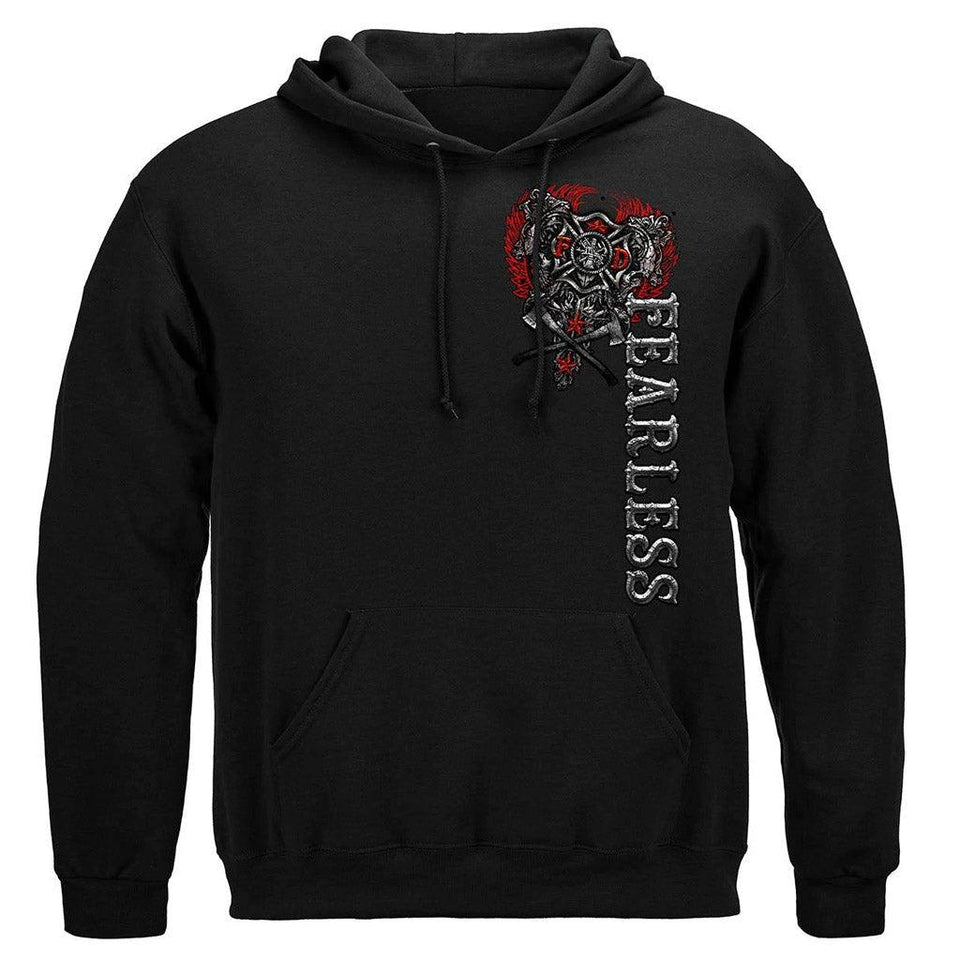 United States Firefighter Fearless Silver Foil Premium Hoodie - Military Republic