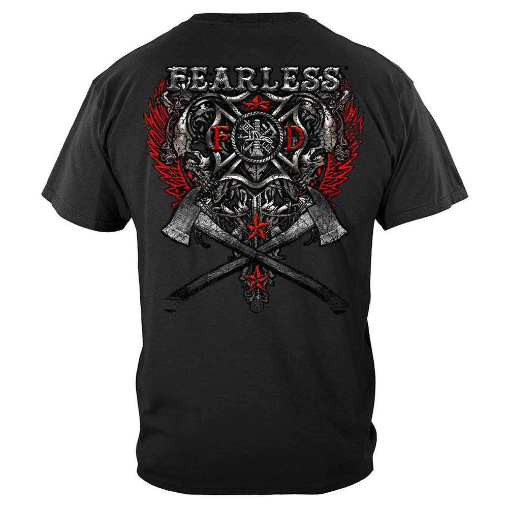 United States Firefighter Fearless Silver Foil Premium T-Shirt - Military Republic