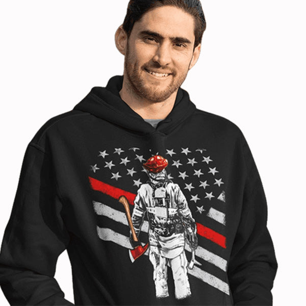 Thin Red Line Flag Firefighter Hoodie