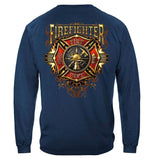 United States Firefighter Flames Gold Shield Premium Long Sleeve - Military Republic