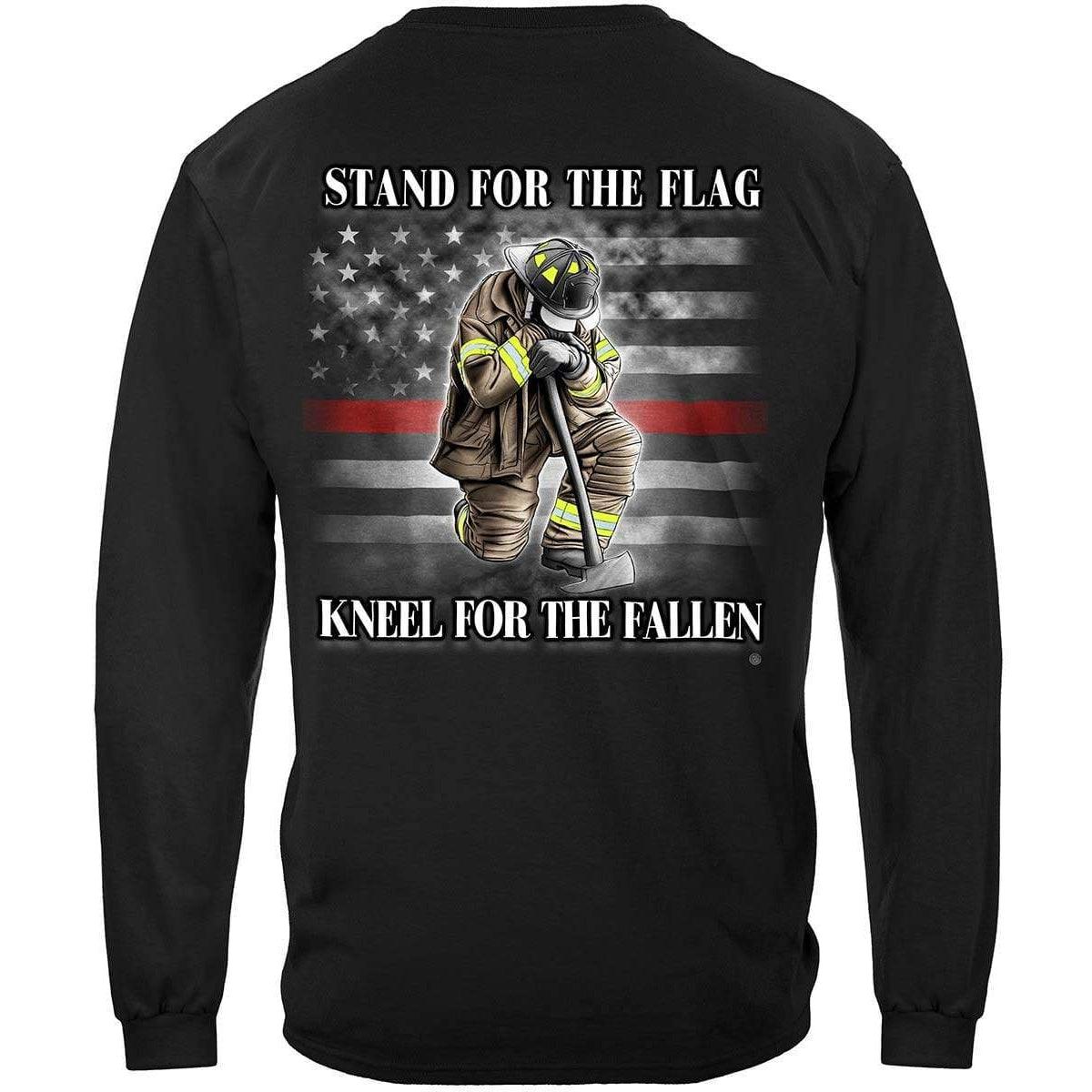 Firefighter I Stand for the Flag kneel for the fallen Premium Hoodie - Military Republic