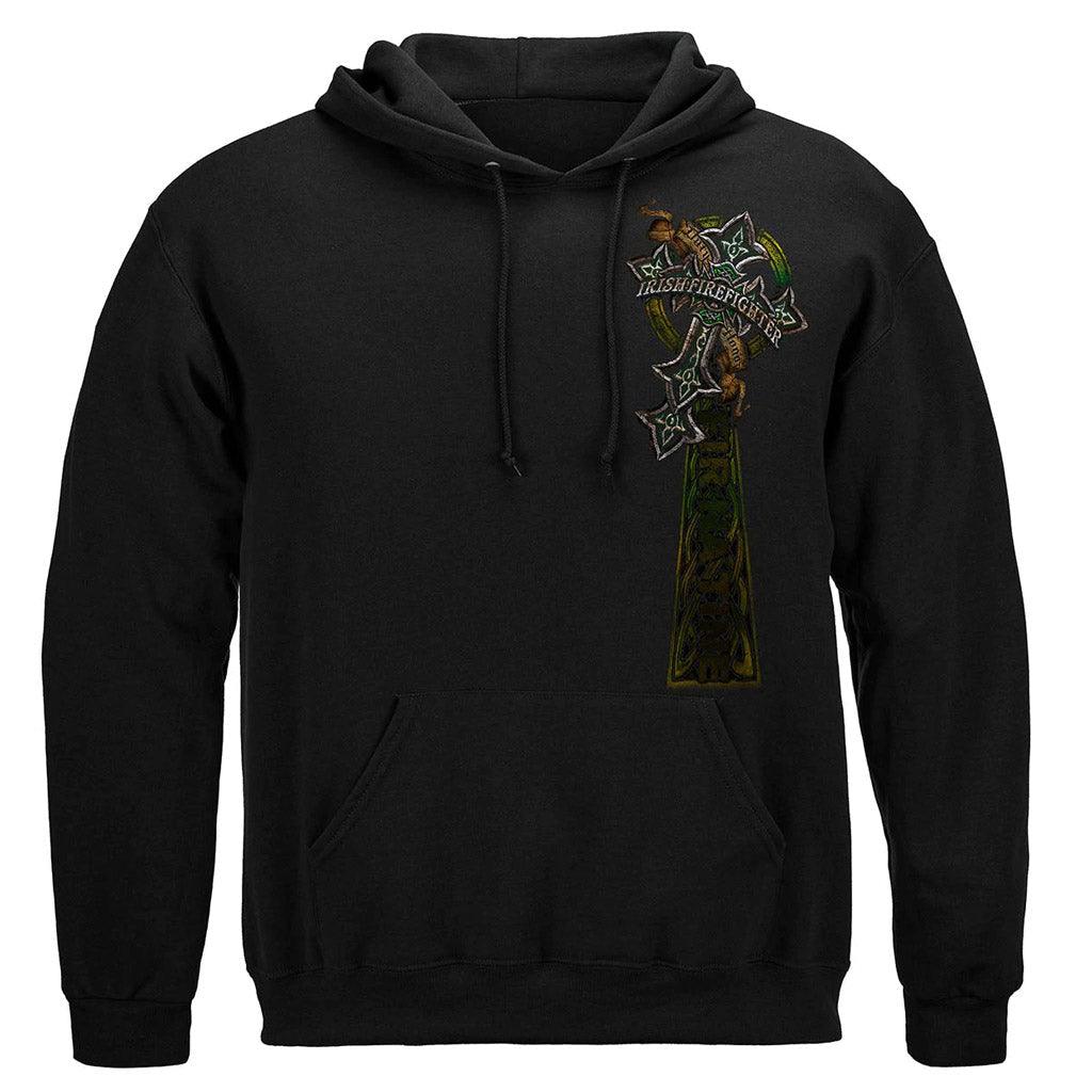 United States Firefighter Irish Celtic Cross Green Foil Premium Hoodie - Military Republic