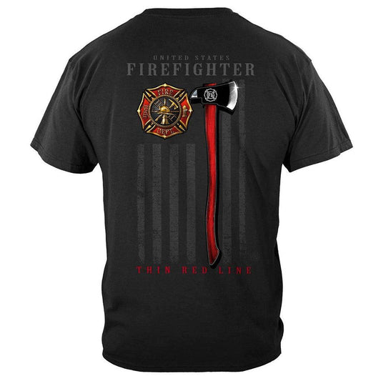 United States Firefighter Patriotic Flag Axe Premium T-Shirt - Military Republic