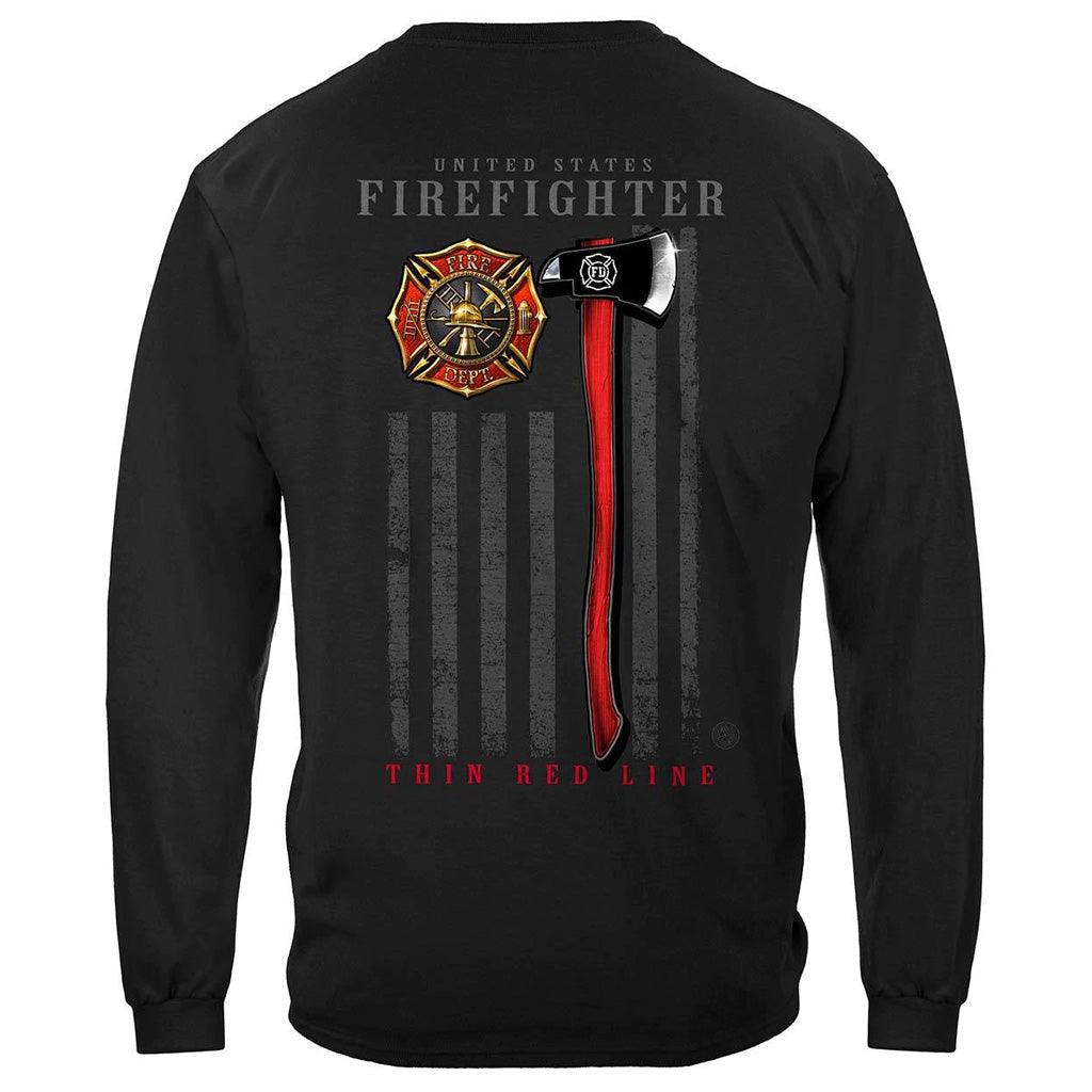 United States Firefighter Patriotic Flag Axe Premium T-Shirt - Military Republic