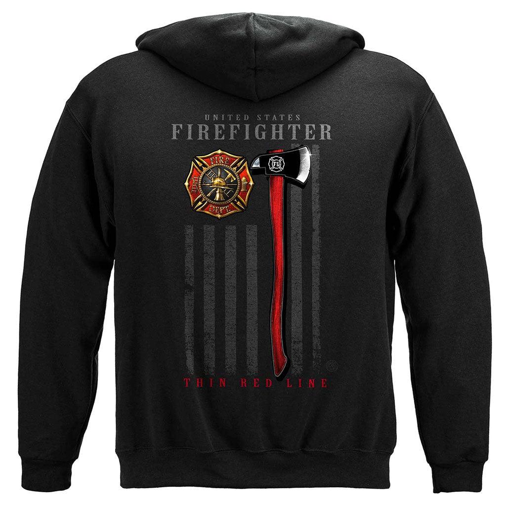 United States Firefighter Patriotic Flag Axe Premium Hoodie - Military Republic