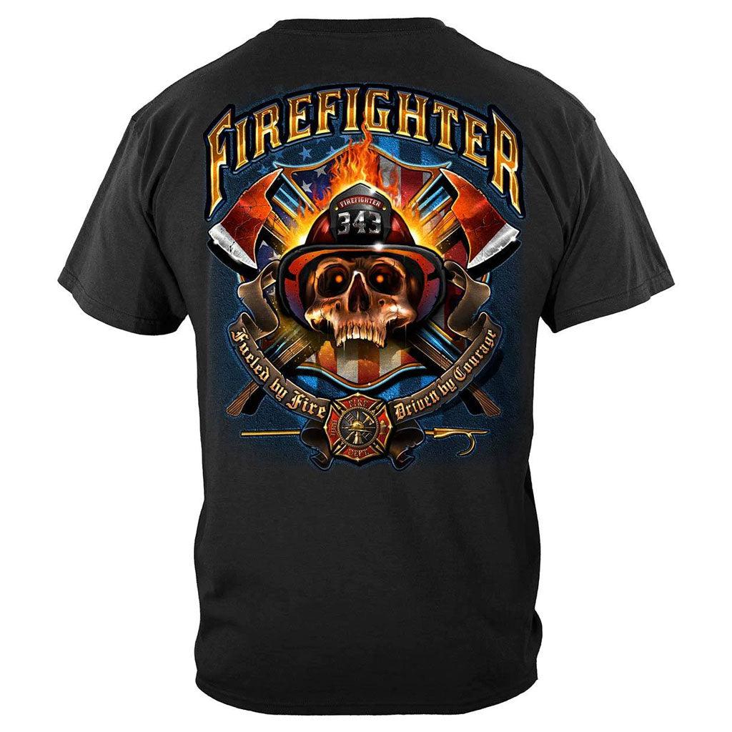 United States Firefighter Patriotic Patriot Skull Premium T-Shirt - Military Republic