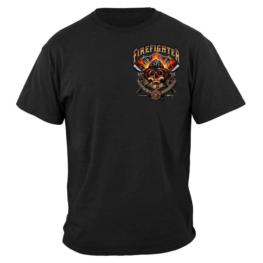 United States Firefighter Patriotic Patriot Skull Premium Long Sleeve - Military Republic