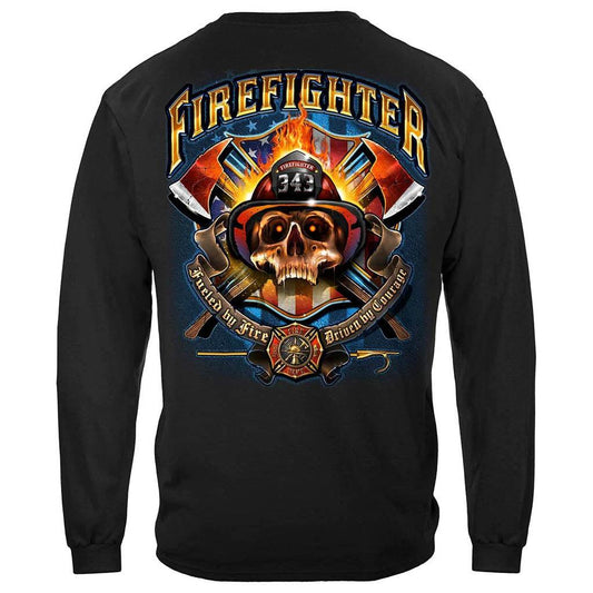 United States Firefighter Patriotic Patriot Skull Premium Long Sleeve - Military Republic