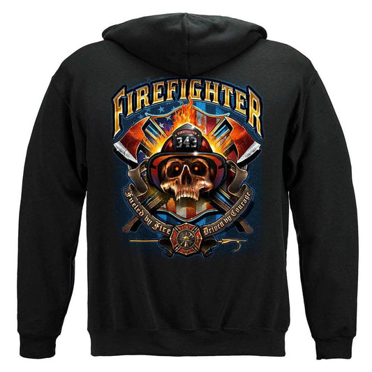 United States Firefighter Patriotic Patriot Skull Premium Hoodie - Military Republic