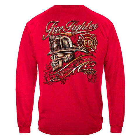United States Firefighter Skull American Classic Premium Long Sleeve - Military Republic