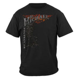 United States Firefighter St. Michael's Protect Us Silver Foil Premium T-Shirt - Military Republic