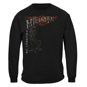 United States Firefighter St. Michael's Protect Us Silver Foil Premium Long Sleeve - Military Republic