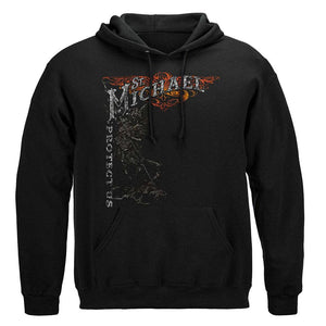 United States Firefighter St. Michael's Protect Us Silver Foil Premium T-Shirt - Military Republic