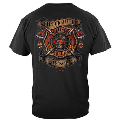 United States Firefighter Tattoo Vintage Ink Premium T-Shirt - Military Republic