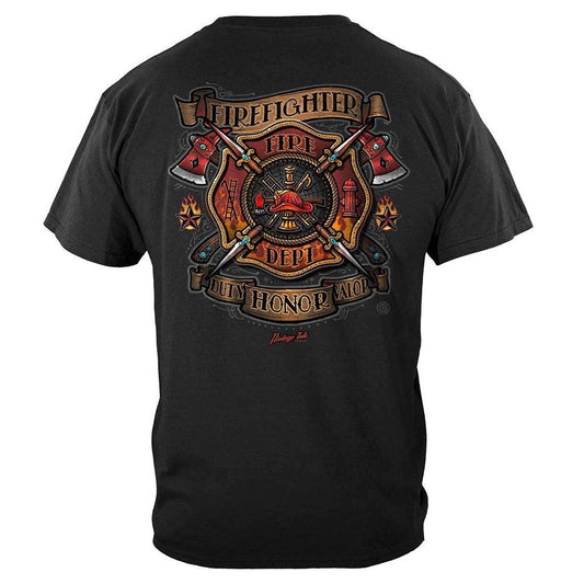 United States Firefighter Tattoo Vintage Ink Premium T-Shirt - Military Republic