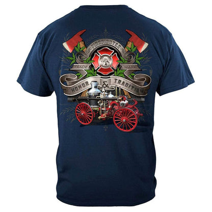 United States Firefighter Traditional Anique Pump Truck Premium T-Shirt - Military Republic