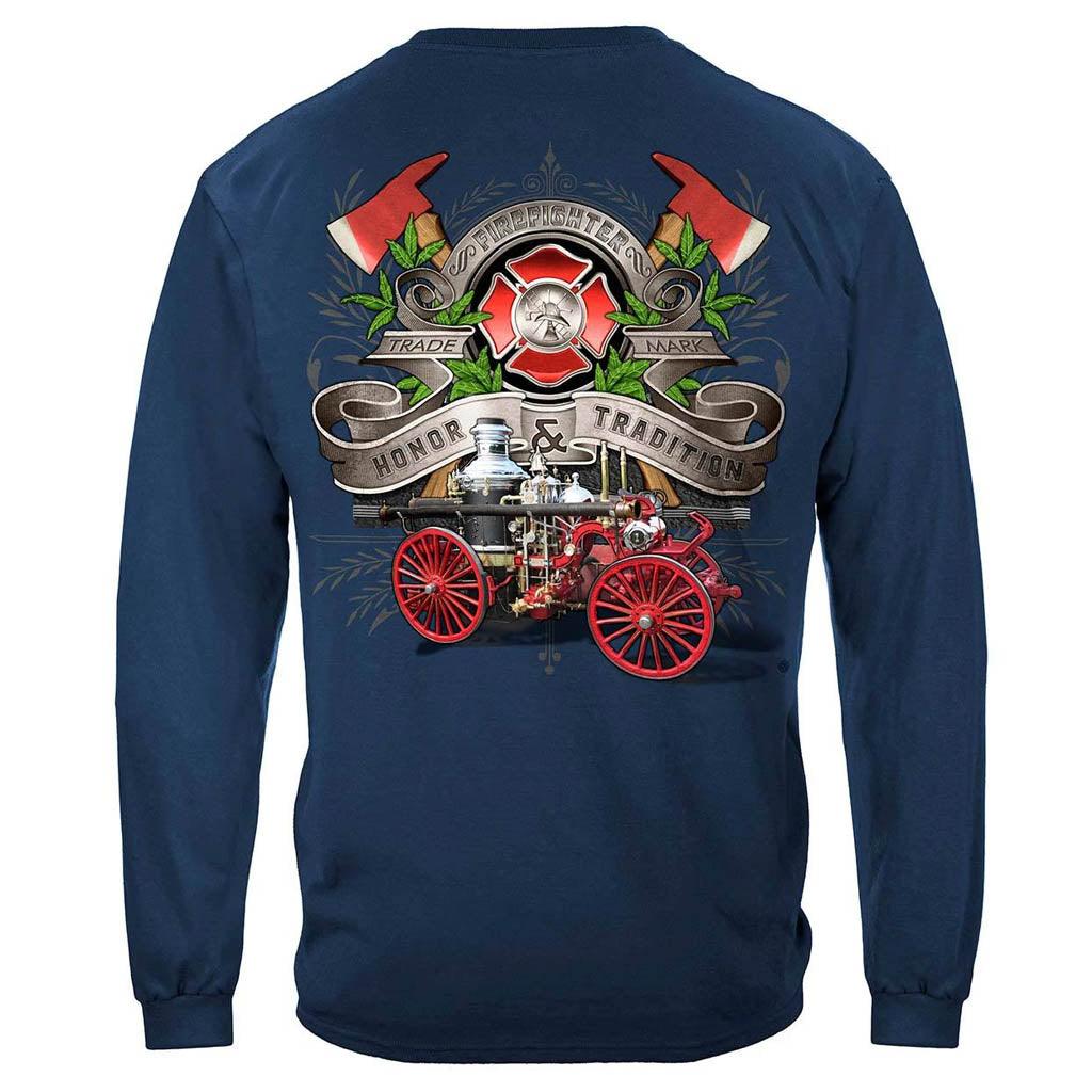 United States Firefighter Traditional Anique Pump Truck Premium T-Shirt - Military Republic