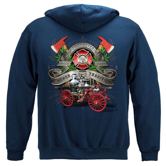 United States Firefighter Traditional Anique Pump Truck Premium Hoodie - Military Republic