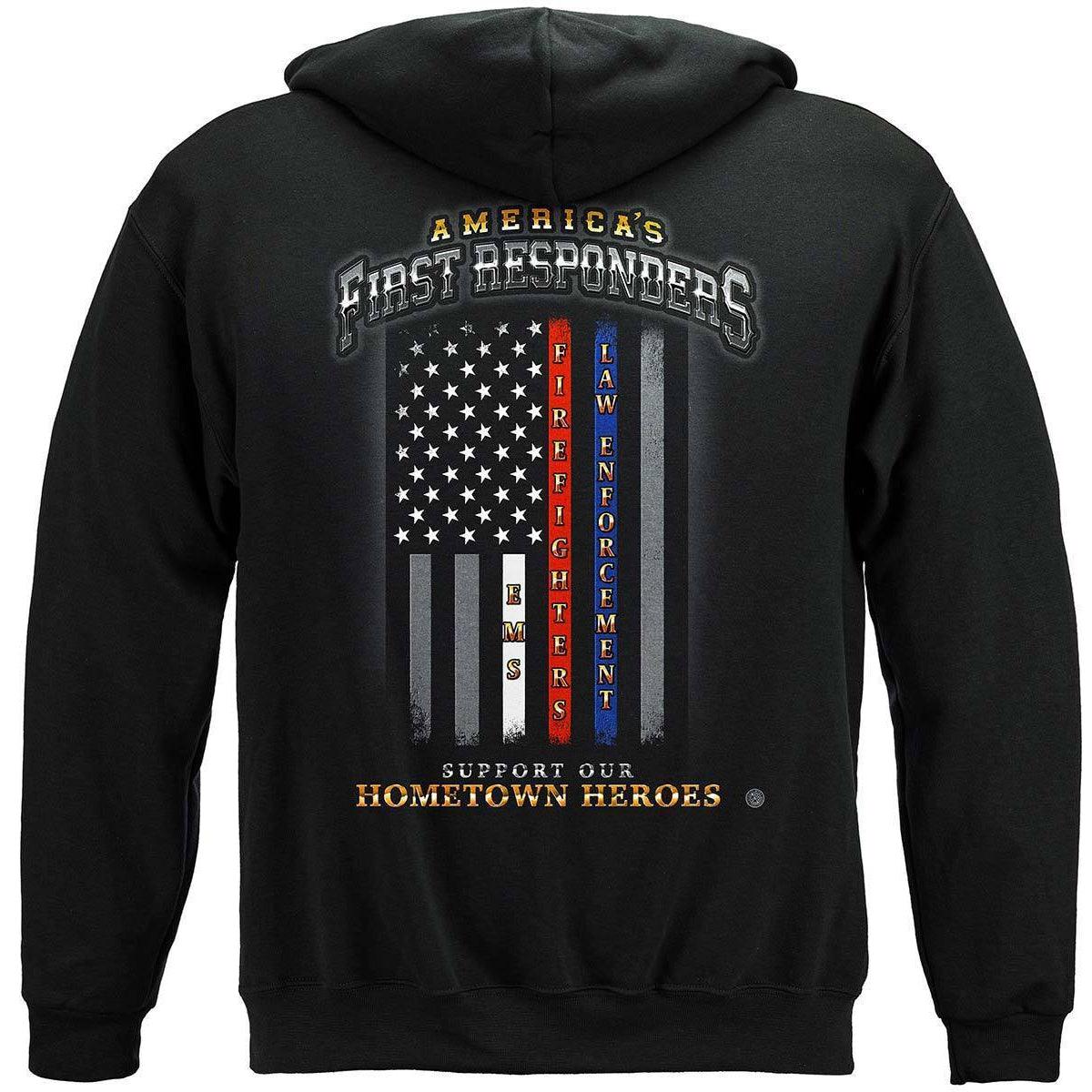 First Responders Flag Home Town Heroes T-Shirt - Military Republic