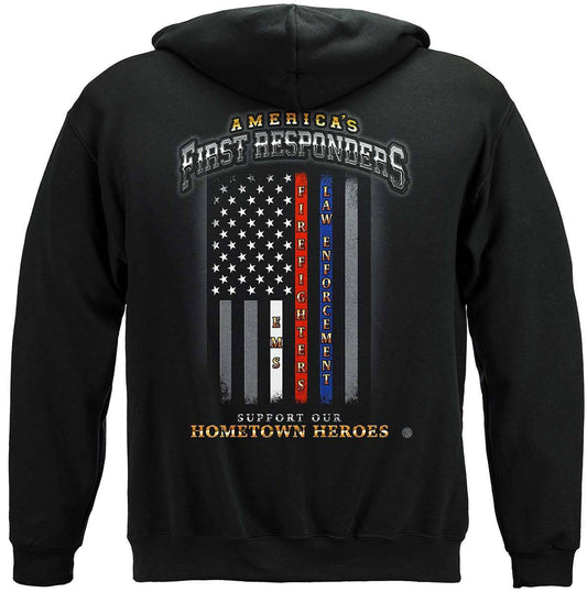 First Responders Flag Home Town Heroes Hoodie - Military Republic