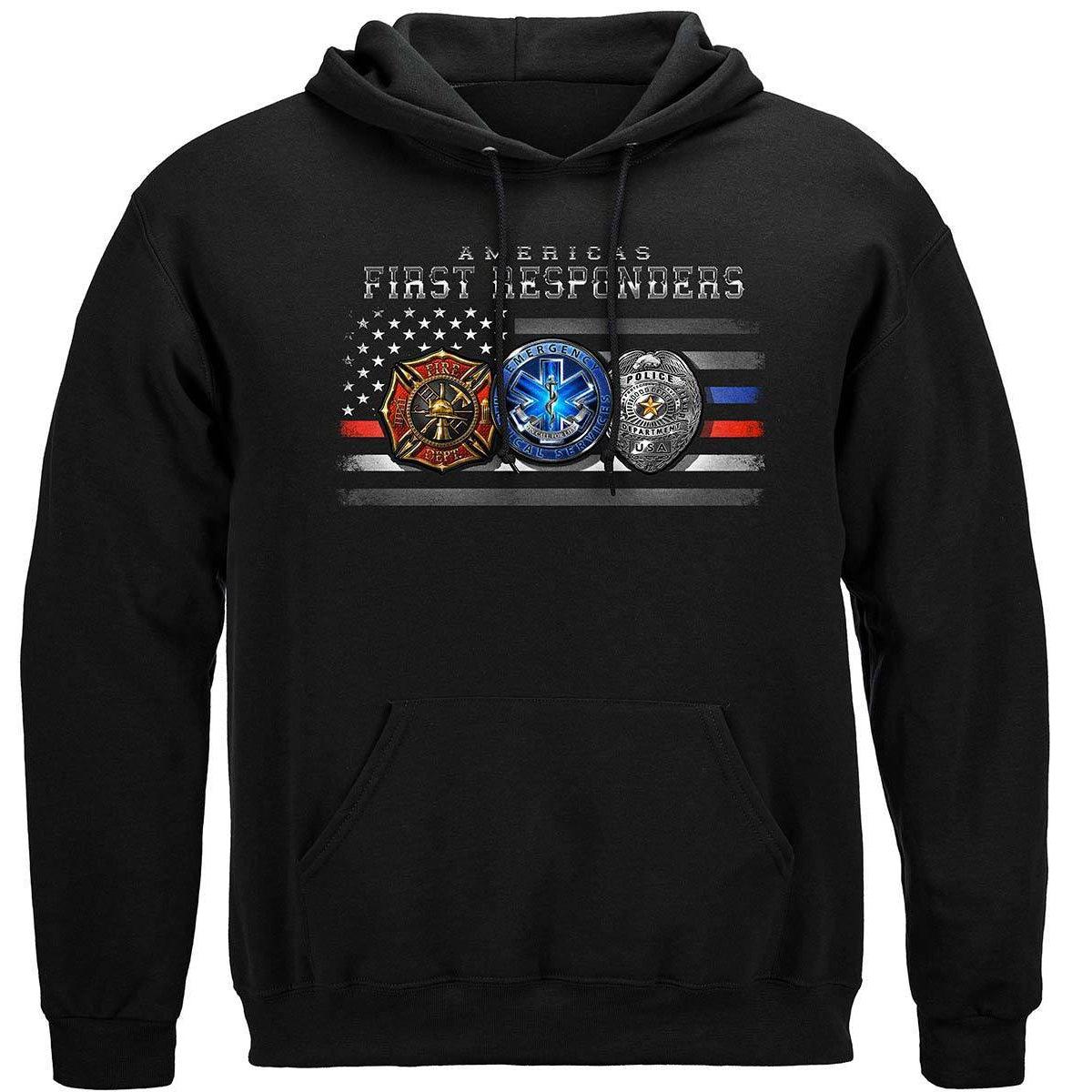 First Responders Flag Home Town Heroes T-Shirt - Military Republic