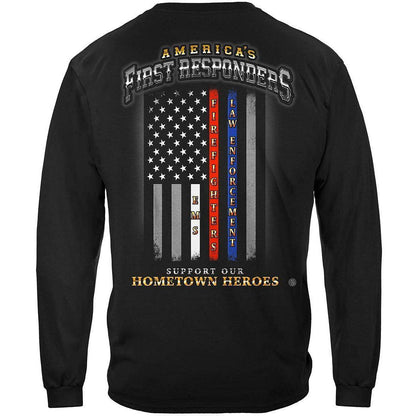 First Responders Flag Home Town Heroes Long Sleeve - Military Republic