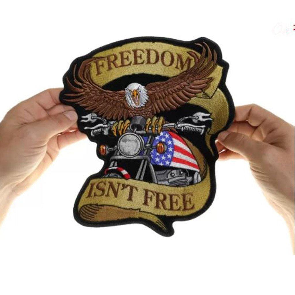 Freedom Isn't Free Motorcycle Eagle Embroidered Large Iron on Patch - Military Republic