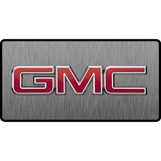 GMC Red Logo 3D Look Flat Photo License Plate - Military Republic