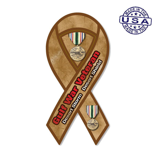 United States Veteran Gulf War 2 in 1 Ribbon Magnet (3.88" x 8") - Military Republic