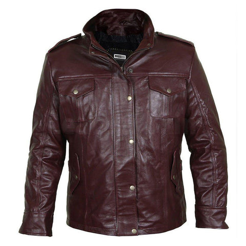 Gentleman's Burgundy Genuine Leather Field Jacket - Military Republic
