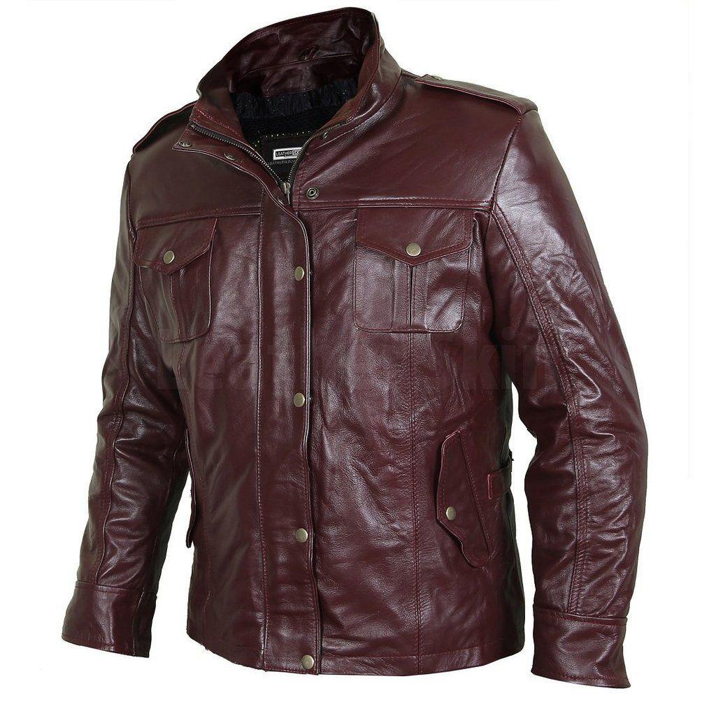 Gentleman's Burgundy Genuine Leather Field Jacket - Military Republic