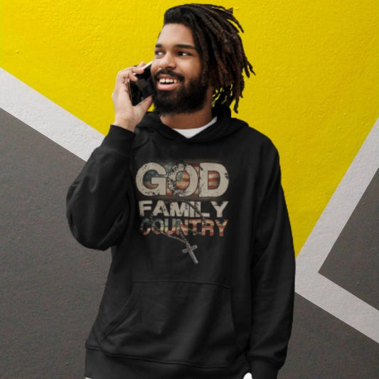 God Family & Country US Flag Unisex Hoodie - Military Republic