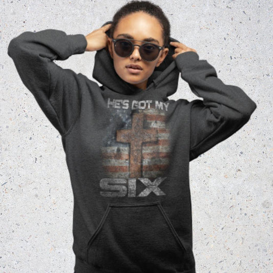 God Has Got My Six Cross & Flag Unisex Hoodie - Military Republic