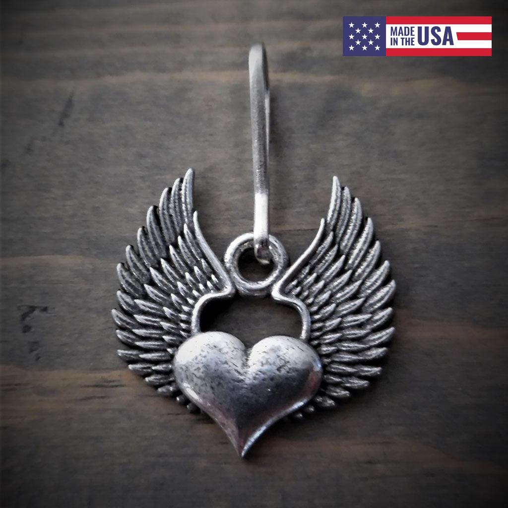 Heart Wing Motorcycle Guardian Zipper Pull - Military Republic