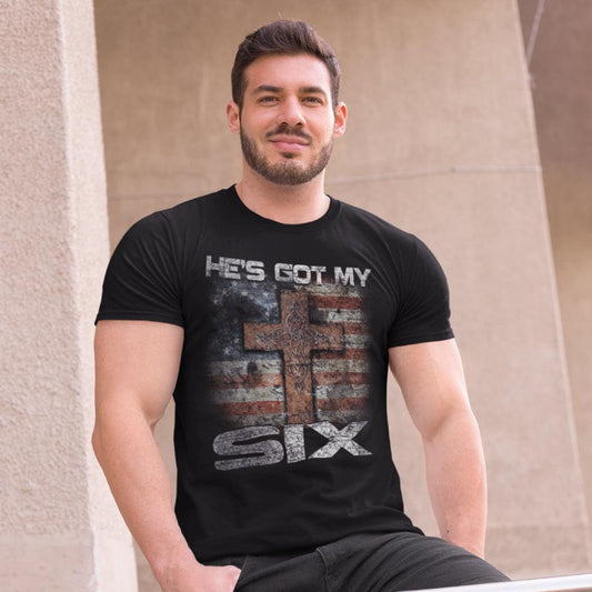 God Has Got My Six Cross & Flag T-shirt - Military Republic