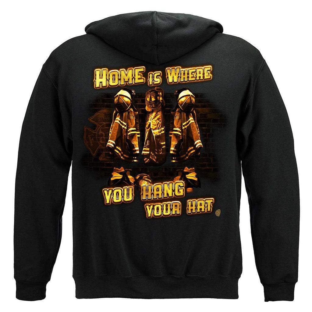 United States Elite Home Is Where You Hang Your Hat Firefighter Premium T-Shirt - Military Republic