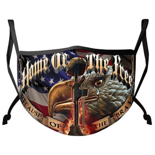 Home Of The Free Because of the Brave Patriotic Eagle Face Mask - Military Republic